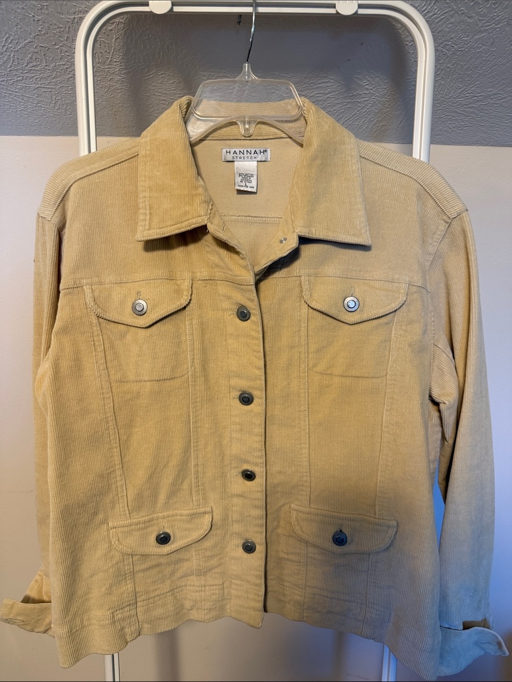 Hannah stretch corduroy jean jacket - cream  - size large